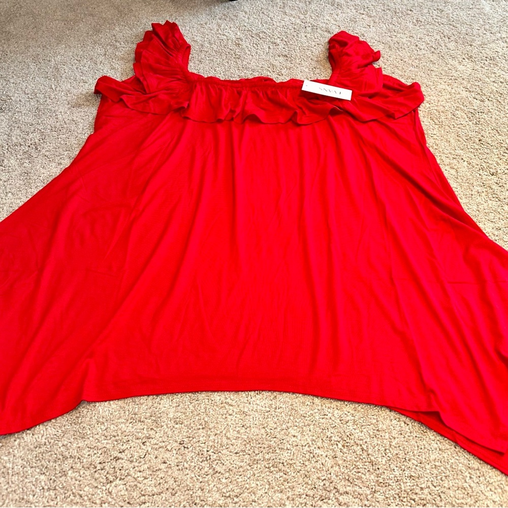 NWT Women’s Ruffle Tankwith handkerchief hemline. Size 26/28 - Picture 8 of 8